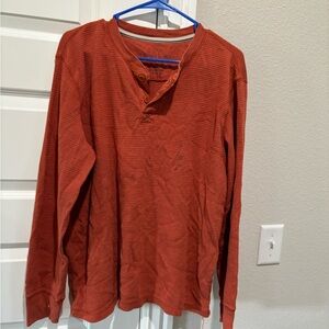 Faded Glory Men's Long Sleeve Henley Shirt - Rust Orange